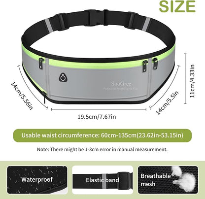 SooGree Men Women Running Belt Fanny Pack,Reflective Workout Sport Waist Pack Bag,Running Phone Holder Belt with Water Bottle Holder, Ideal for Running,Walking,Cycling,Gym Workouts (GSP1189-Gray)