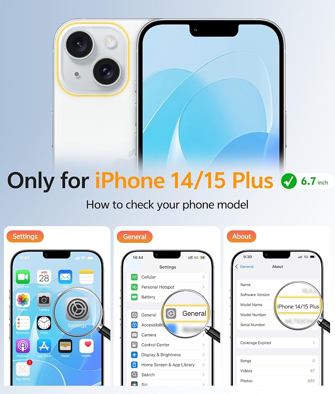 FNTCASE for iPhone 15 Plus Case: for iPhone 14 Plus Case Translucent Matte Military Grade Protective Phone Cover - Slim Anti-Slip Durable Shockproof Drop Protection Cases - Light Blue