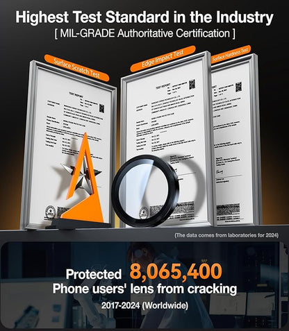 UltraGlass Unbreak Top 9H+ Glass for Samsung Galaxy S25 Ultra Camera Lens Protector (Military Grade Shatterproof & Longest Durable) Samsung S25 Ultra Camera Lens Protector, Titanium Black