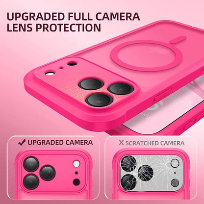 BERFY for iPhone 17 Pro Case, Compatible with MagSafe, Built-in Glass Screen Protector, Camera Protection, Shockproof Full Body Phone case 6.3", Translucent Hot Pink