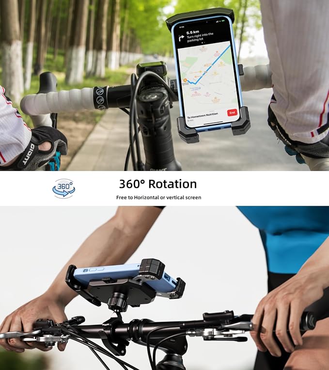 Kewig Bike Phone Mount Holder, Motorcycle Phone Mount [1s Lock] [One Hand Operation], Bicycle Scooter Handlebar Cradle Clip for 4.0-7" Phone