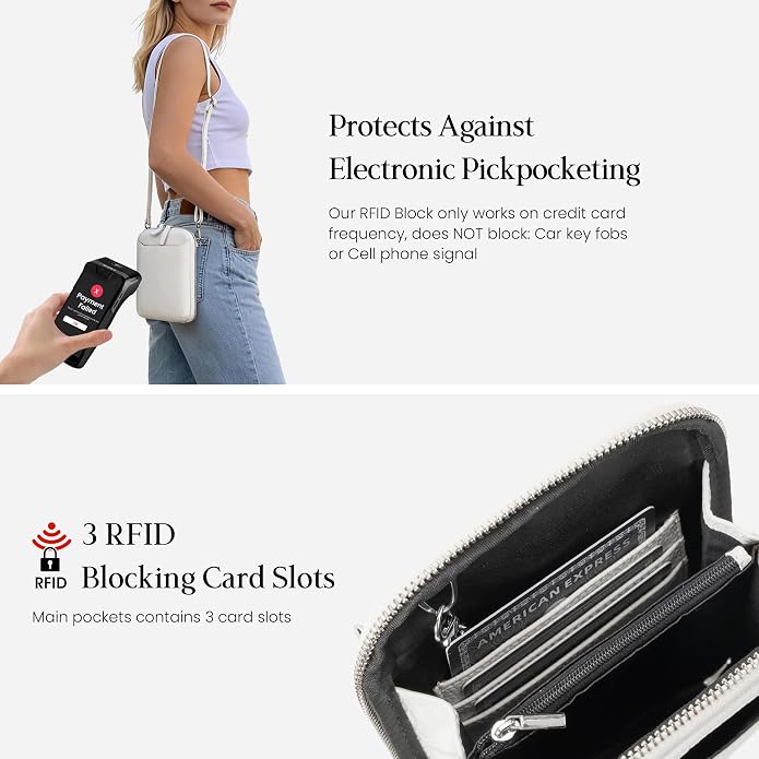 befen Genuine Leather Crossbody Cell Phone Purse for Women, Small Zip Around RFID Blocking Crossbody Wallet Bags