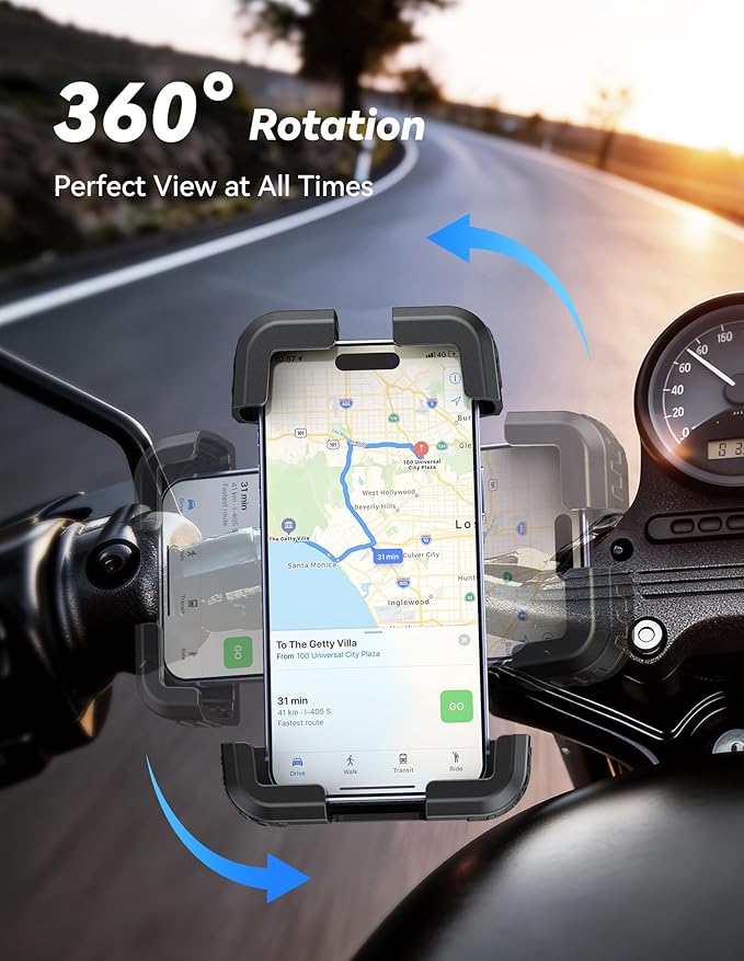 TECKNET Anti-Shake Motorcycle Phone Mount, Dual Vibration Dampener Bike Phone Holder for iPhone 17/16/15/14/13 Series & 4.7–6.8" Phones, Handlebar Cell Phone Holder for Motorcycle/Bicycle/Scooter