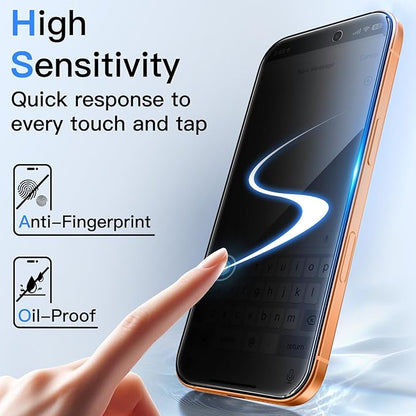 JETech Privacy Screen Protector for iPhone 17 Pro Max 6.9-Inch with Camera Lens Protector, Anti-Spy Tempered Glass Film, Easy Installation Tool, 2-Pack Each