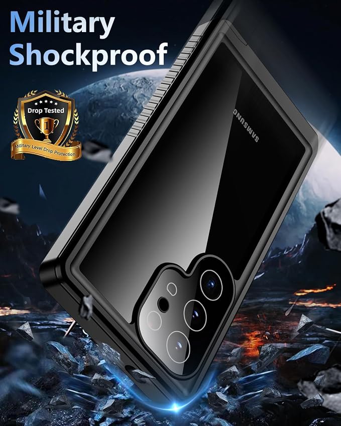Oterkin for Samsung Galaxy S24 Waterproof Case, Full Body Protective Rugged Phone Case for Samsung S24 with Built-in HD Screen & Lens Protector, 12FT Military Grade Protection (Blue)