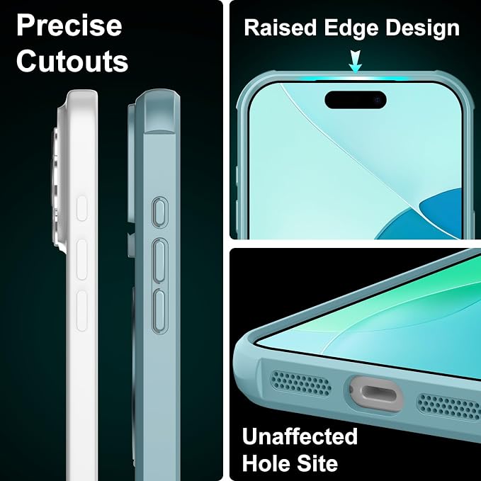 360° Magnetic Swivel Ring for iPhone 17 pro max case, Built-in Metal Stand and Ring Holder, Magsafe Compatible, Military Grade Protection, Shock and Vibration Resistant-Lake Blue