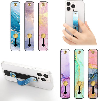 Weewooday 6 Pieces Phone Grip Holder Cell Phone Grip Strap Telescopic Finger Strap Stand Universal Finger Kickstand for Most Smartphones(Bright Marble)