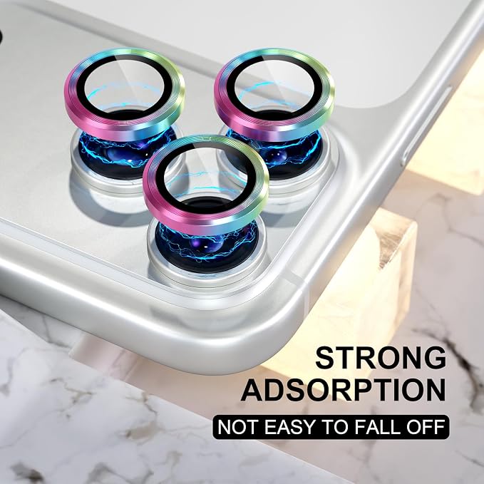 Choiche Compatible for iPhone 17 Pro/iPhone 17 Pro Max Camera Lens Protector, 9H Tempered Glass Camera Cover Screen Protector Metal Ring Decoration Accessories (Colorful)