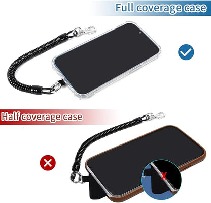 Doormoon Phone Lanyard Leash with 4 Patch, 2* Phone Tether, 4* Phone Tether Tab, 1* Carabiner for Climbing Outdoor Hiking Cycling Skiing Compatible for Smartphones Keys