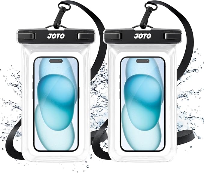 JOTO 2 Pack Universal Waterproof Phone Case for iPhone 17 Air 16 15 14 13 12 11 Plus Pro Max, IPX8 Cellphone Dry Bag XR X SE, Galaxy S23 S22 S21 S20+ S20 S10 Plus Note, Pixel up to 7" -Clear