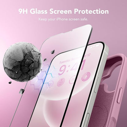 GONEZ Magnetic for iPhone 16 Case, Compatible with MagSafe, [Screen Protector + Camera Lens Protector], Liquid Silicone Shockproof Protective Phone Case for iPhone 16 6.1", Blackcurrant