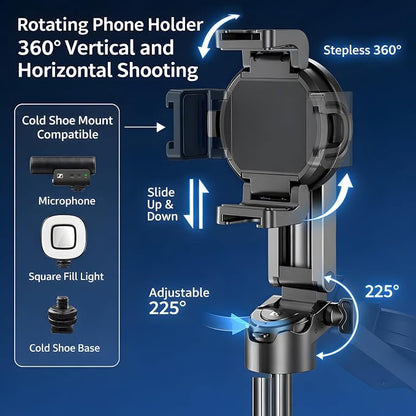 Magnetic Pocket Selfie Stick for iPhone, Multifunctional Portable Selfie Stick with Wireless Remote, 360° Rotation Extendable Phone Tripod Stand, Ideal for Travel & Vlogging (Upgraded)