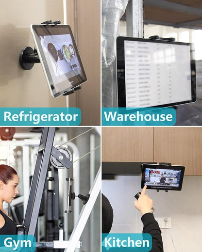 Magnetic Tablet Holder, Fridge Mount for iPad, [Powerful Magnetic Base] Fits Warehouse/Metal Shelf/Kitchen/Whiteboard/Gym, Compatible with 4-13" iPad Pro Air Mini, Phone, Galaxy Z Fold