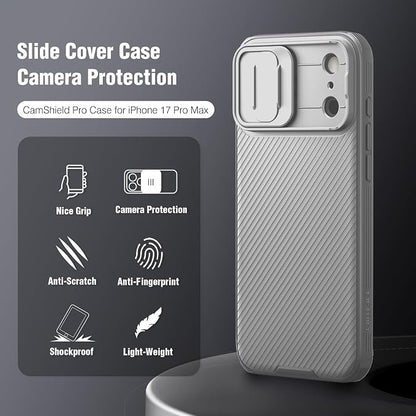 Nillkin Camshield Case for iPhone 17 Pro Max Case, [Built-in Dual Camera Cover][Slim Profile] [Military Grade Drop Protection] Shockproof Bumper Phone Case 6.9 inch 2025 Gray