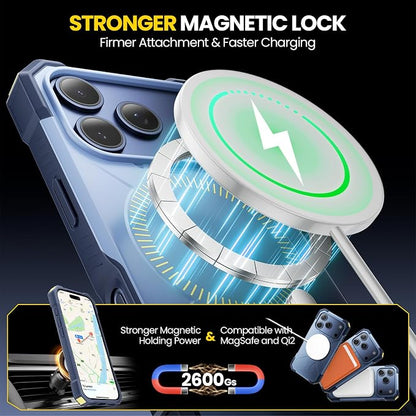 3 in 1 for iPhone 17 Pro Max Case,[1 Screen Protector & 1 Camera Lens Protector ],7X Military-Grade Drop Protection ,Fits MagSafe ,Tough, Rugged & Durable for Heavy Duty iPhone 17 Pro Max Case,Blue