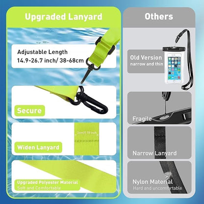 MOLOSLEEVE Floating Waterproof Pouch, with Adjustable Neck Lanyard, Marine IP68 Cellphone Dry Bag Compatible with 17/16/15/14/13 Pro Max/12/S24 Up to 7", 1 Pack-Black/Yellow
