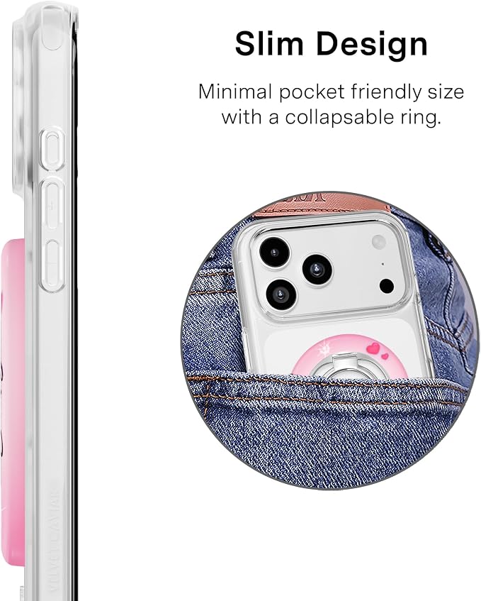 VELVET CAVIAR Compatible with MagSafe Phone Grip 2.0 | Cute Magnetic Ring Holder | Finger Loop Kickstand | Pop On Accessory for iPhone 17, 16, 15, 14, 13, 12 | Snoopy Be Mine