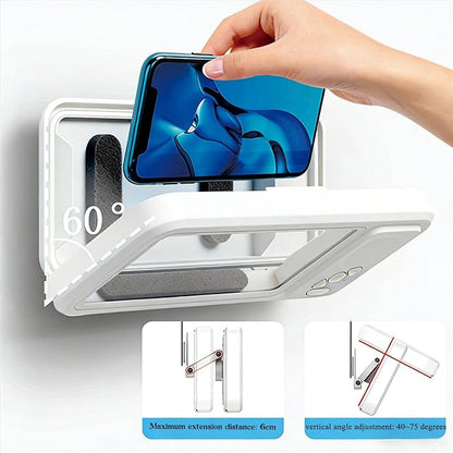 Shower Phone Holder with Wireless Bluetooth Speaker,Waterproof, Secure Attachment for Any Phone, Hands-Free Bathroom Entertainment, Play Music and Take Calls