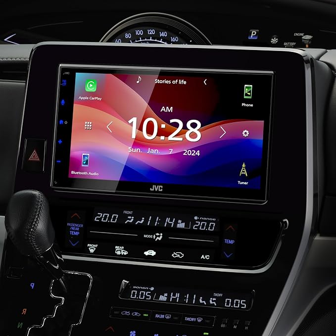 JVC KW-M590BT Single Din/Double Din Car Stereo (50W x 4-Ch), L-Shaped Chassis Fits Most Cars, Large 6.8" Hi-Res Touchscreen, AM/FM, Apple CarPlay, Android Auto, Rear Camera Input, USB 2.1 Fast Charge
