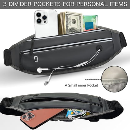 Running belt for Women &Men,Adjustable Exercise Waist Pack Reflective Running Belt for Sports Workout Cycling Hiking, Casual Hands-Free Wallets Phone Bag Fits All Phones (grey)