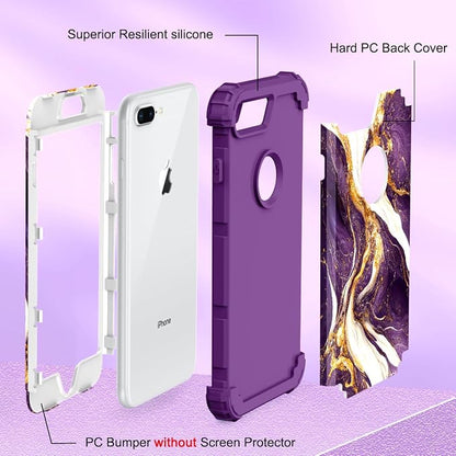 Hocase Heavy Duty Shockproof Protection Hard Plastic+Silicone Rubber Hybrid Protective Case for iPhone 7 Plus/iPhone 8 Plus - Midnight Purple