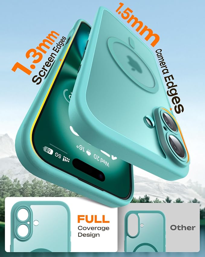 TOCOL for Phone 16 Case, Compatible with Magsafe Charger, Full Camera Protection, Drop Protection, Translucent Matte Phone Case for iPhone 16 6.1 inch (Green)