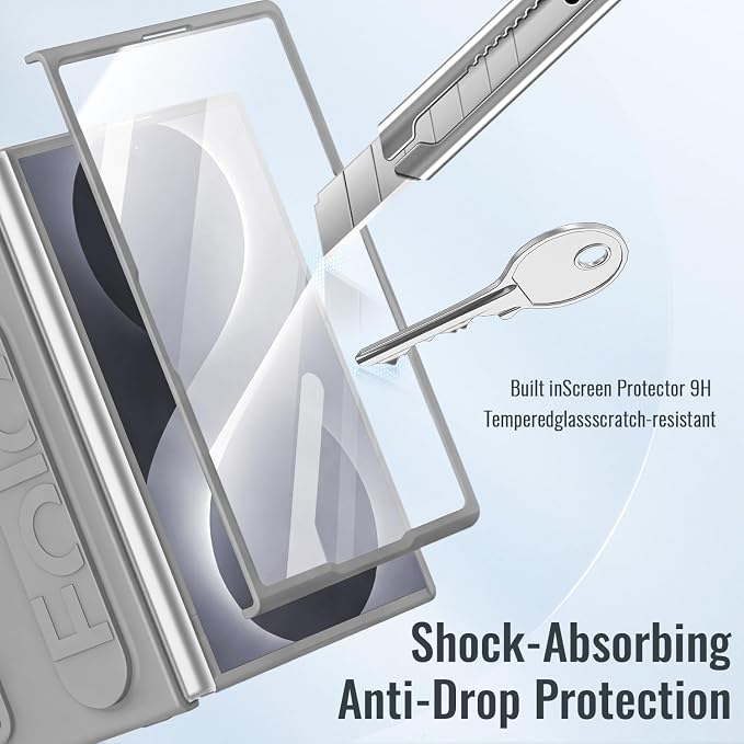 for Samsung Galaxy Z Fold 8 Case with Wristband Stand, Built-in Screen & Lens Protection Shockproof Full Body Drop Fall Protection.(Grey)