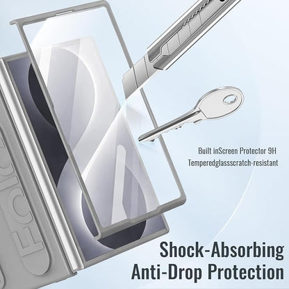 for Samsung Galaxy Z Fold 8 Case with Wristband Stand, Built-in Screen & Lens Protection Shockproof Full Body Drop Fall Protection.(Grey)