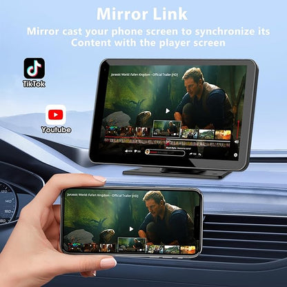 Carplay Screen for Car, 7" HD Wireless Portable Car Play Touchscreen Stereo with Android Auto Mirror Link/Backup Camera/GPS Navigation/Satellite Radio for All Vehicles