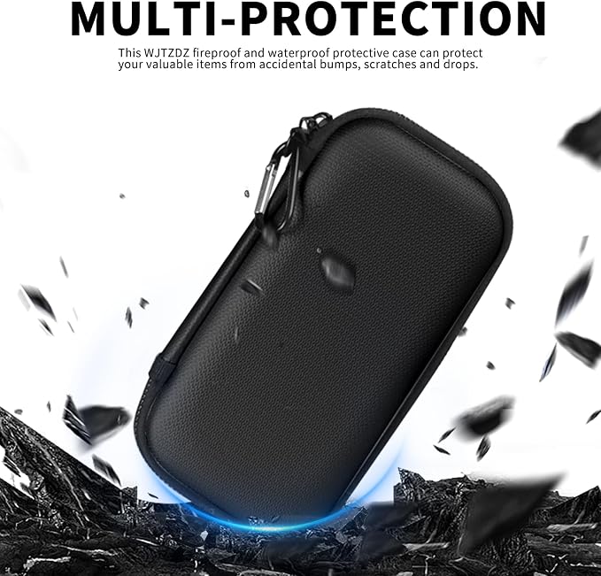 6500°F Fire-Resistant Hard Protective Travel Case,Waterproof Electronic Organizer for Anker/Jackery/RAVPower Power Bank with Fireproof Zipper,Shockproof EVA Carrying Case for Cell Phones/Earbuds
