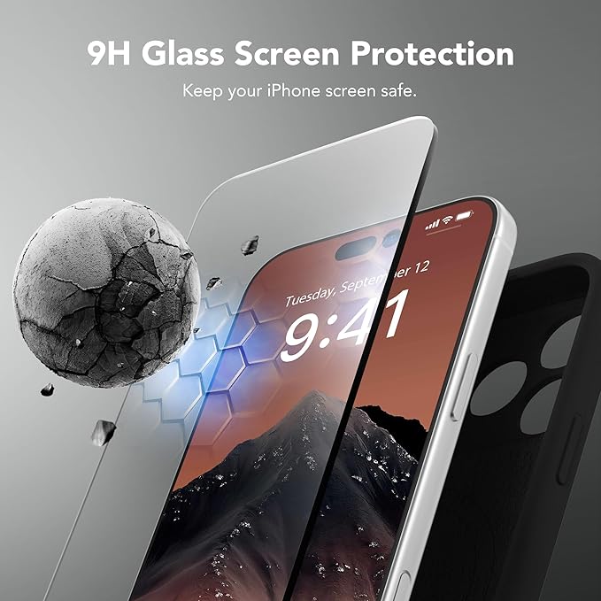 Magnetic for iPhone 17 Pro Case, Compatible with MagSafe, [Full Camera Protection][Screen Protector] Silicone Shockproof Protective Phone Case for iPhone 17 Pro 6.3", Black