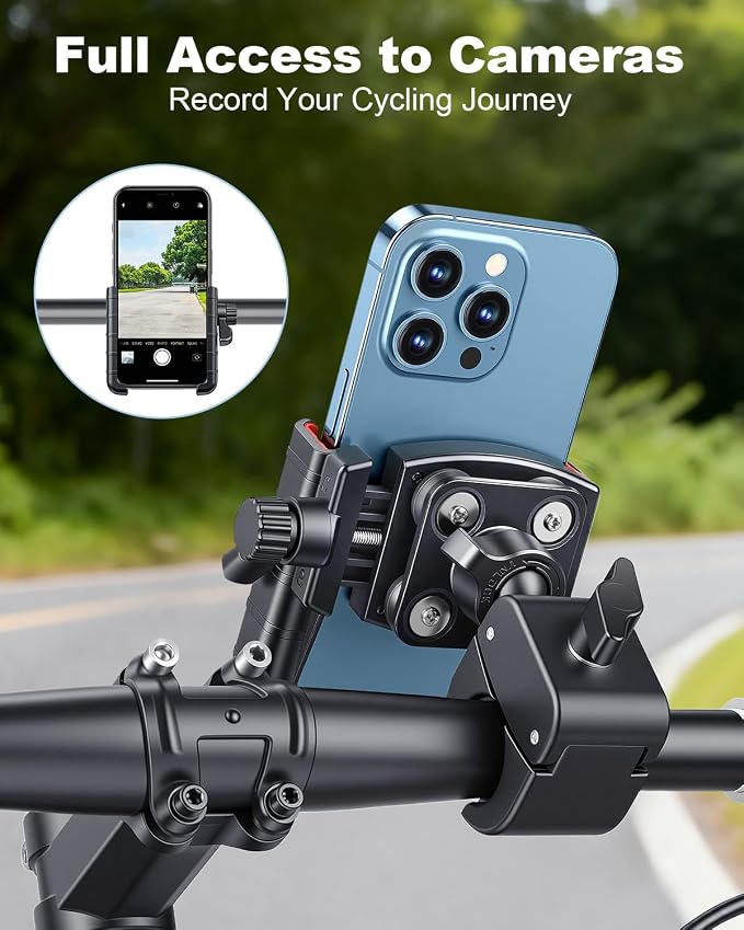 Bike Phone Holder Motorcycle Phone Mount, [Vibration Dampener][Camera Friendly] [1s Lock] Bicycle Phone Holder Handlebar Mount Cell Phones Holder for E-Bike/Stroller/Scooter Fits 4.7''-7'' Phone