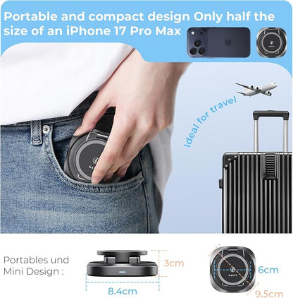 havit MagSafe 3 in 1 Wireless Charging Station, Foldable Travel Charger for iPhone 17/16/15/14/13/12, Apple Watch & AirPods, 15W Fast Magnetic Charger Stand with 360° Rotating, Portable Charger
