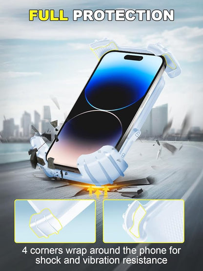 Bicycle Cell Phone Holder,Handlebar Motorcyle Bike Phone Holder,Handlebar Phone Clamp,1s Lock & Ultra-Stable,Silicone Wrapped Phone Mount,Phone Stand for E-Bike,Scooter,Stroller,ATV