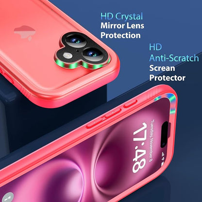 SPORTLINK for iPhone 16 Waterproof Case - Shockproof Dustproof Case with Built-in Clear Screen Protector, Full Body Heavy Duty Sealed Protective Cover for i Phone 16 6.1" Pink