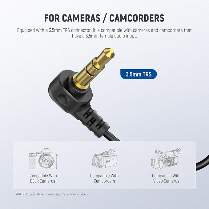 NEEWER Mini Lavalier Microphone (2 Pack), 6.6ft/2m Clip On Wired Condenser Lapel Mic with 3.5mm TRS Plug, Compatible with DJI Mic 2, Rode Wireless Go II, NEEWER CM28 CM31 Camera, LM5