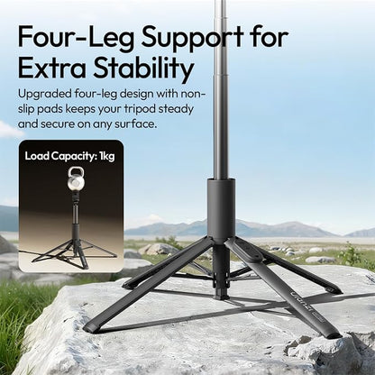 ULANZI MT86 60" Automatic Phone Tripod Stand with Wireless Remote, Adjustable Auto‑Open Selfie Stick for iPhone Android, Portable Extendable Travel Tripod for Selfie/Vlogging, White
