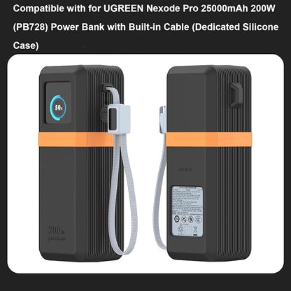 Premium Soft Silicone Protective Cover For UGREEN Nexode Pro 25000mAh 200W PB728 Heavy Duty Armor Skin with Carabiner Hole Anti-scratch Shockproof Anti-Drop Dust-proof Sleeve Case Accessories (Purple)