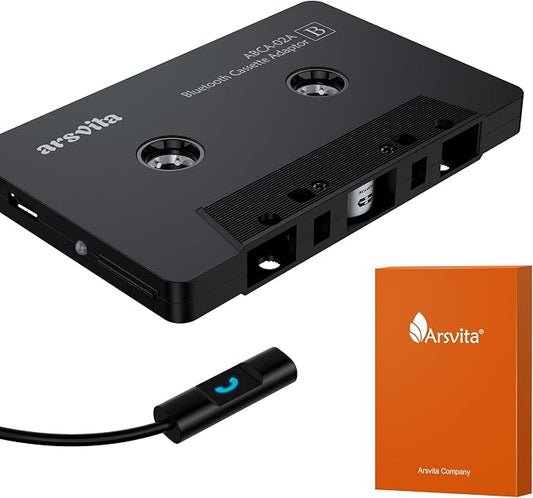 Arsvita Car Audio Bluetooth Cassette Receiver, Tape Player Bluetooth 5.0 Cassette Aux Adapter