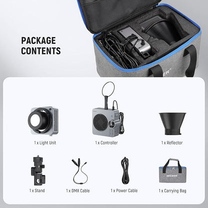 NEEWER HS200C Portable RGB LED Video Light, APP/2.4G/Panel/DMX Control, 280W 150000Lx 2500-7500K CRI95+ COB Continuous Output Lighting Bowens Spotlight for Video Recording Streaming Studio Photography