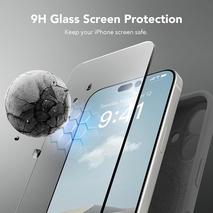 Magnetic for iPhone 17 Case, Compatible with MagSafe, [Full Camera Protection][Screen Protector] Silicone Shockproof Protective Phone Case for iPhone 17 6.3", Dark Gray
