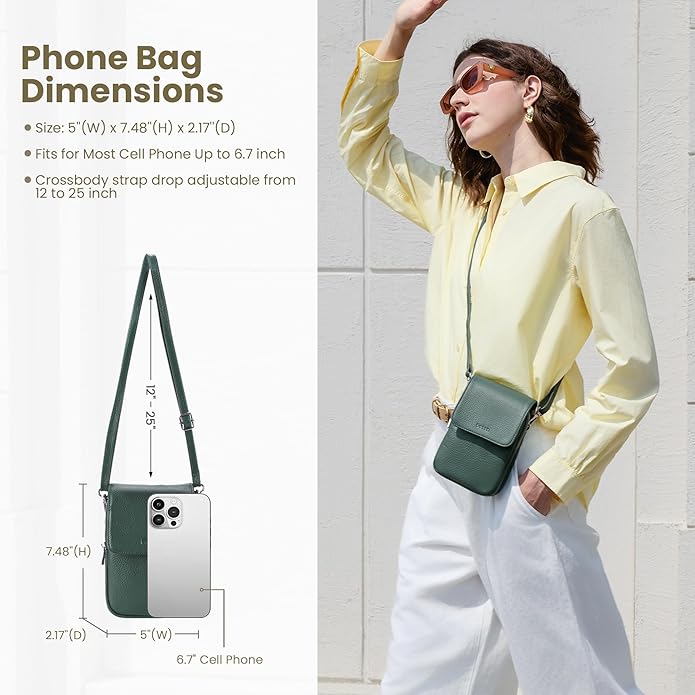 befen Genuine Leather Small Crossbody Bags for Women, Cell Phone Cross body Purse Bag with RFID Blocking Card Slots