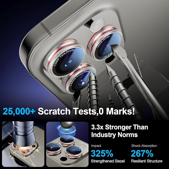 X-it 2-Pack Camera Lens Protector for iPhone 16/15/14 Pro Max&16/15/14 Pro, [Shatterproof & Impact Resistant] 9H High-Alumina Tempered Glass, Anti-Scratch, Dustproof, Strong Adsorption, Case Friendly, Ultra HD Clear