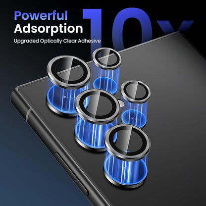 Tensea (3+2PCS for Samsung Galaxy S24 Ultra 5G Camera Lens Protector, 9H Tempered Glass Camera Cover Screen Protector Metal Individual Ring for S24 Ultra 5G 2024 [Installation Tray][Case Friendly]