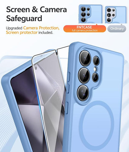 FNTCASE for Samsung Galaxy S24 Ultra Case, Compatible with Magsafe | Screen Protector, Full Camera Protection, Translucent Matte, 14FT Military Grade Drop Proof, Protective Phone Cover