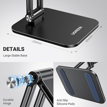 UGREEN Magnetic Phone Stand Compatible with MagSafe Holder for Desk Ergonomic Design Adjustable, Aluminum Cell Phone Stand Compatible for iPhone 17 Air 16 15 14 13 12 Pro Max and MagSafe Case, Black