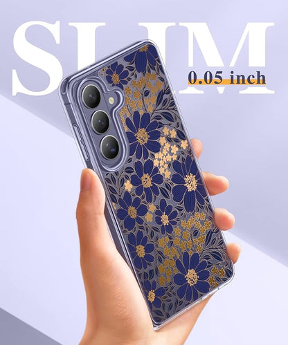 GVIEWIN for Samsung Galaxy S26 Case, Clear Floral Slim Shockproof Protective Women Phone Case, Non-Yellowing, with Screen Protector & Camera Lens Protector for Galaxy S26 6.3", Primula/Deep Purple