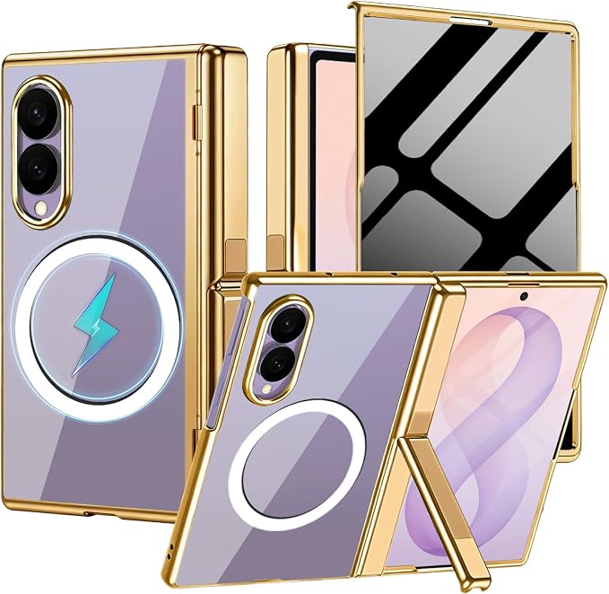 for Samsung Galaxy Z Fold 8 Magnetic Case with Privacy Screen Protector＆Hinge Protection＆Kickstands,Full-Body Shockproof Protective Phone Case for Galaxy Z Fold 8 2026,Gold