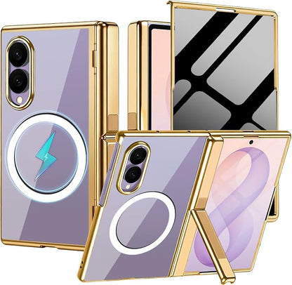 for Samsung Galaxy Z Fold 8 Magnetic Case with Privacy Screen Protector＆Hinge Protection＆Kickstands,Full-Body Shockproof Protective Phone Case for Galaxy Z Fold 8 2026,Gold