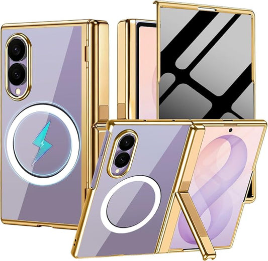 for Samsung Galaxy Z Fold 8 Magnetic Case with Privacy Screen Protector＆Hinge Protection＆Kickstands,Full-Body Shockproof Protective Phone Case for Galaxy Z Fold 8 2026,Gold